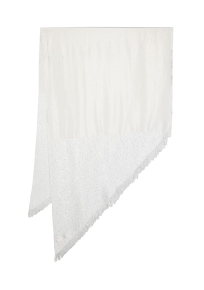 Peserico sequin-embellished frayed scarf - White