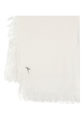 Peserico logo-embroidered frayed scarf - White