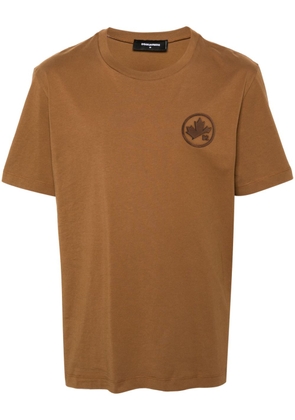 DSQUARED2 logo-flocked cotton T-shirt - Brown