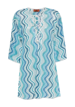 Missoni zigzag-woven beach dress - Blue