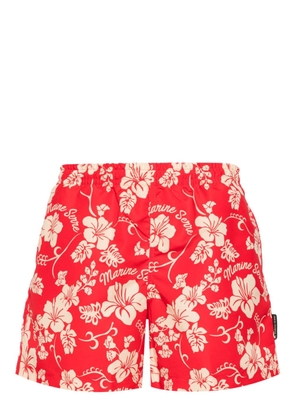 Marine Serre Hawaiian-print swim shorts - Red