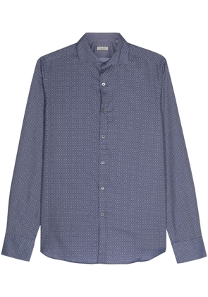 Canali geometric-pattern cotton shirt - Blue