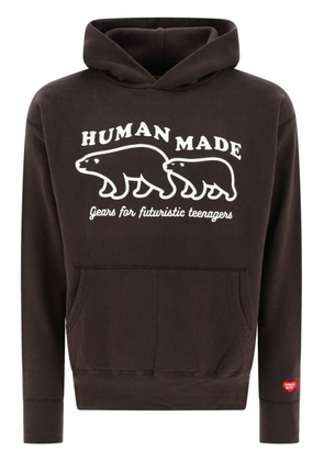 Human Made logo-print cotton hoodie - Brown