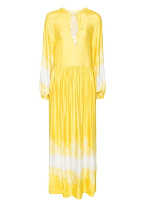 ERMANNO FIRENZE lace-print satin maxi dress - Yellow