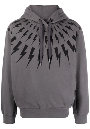 Neil Barrett Thunderbolt-print cotton hoodie - Grey