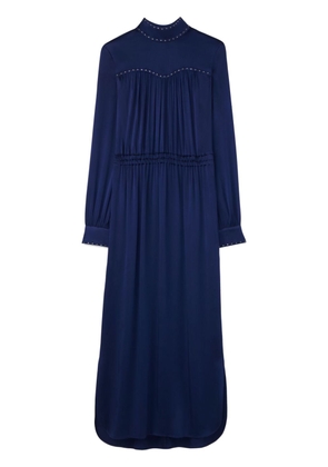 St. John yoke-design satin dress - Blue