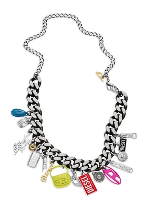 Diesel Dx1521 logo-charms necklace - Silver