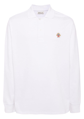 Bally logo patch long-sleeved polo shirt - White