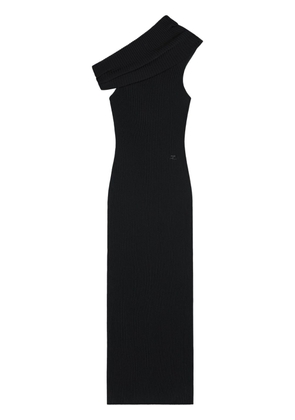 Courrèges assymetric ribbed-knit long dress - Black