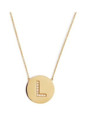 Jennifer Meyer Yellow Gold And Diamond Letter Disc L Necklace