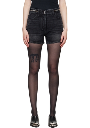 Givenchy Black Curb Chain Denim Shorts