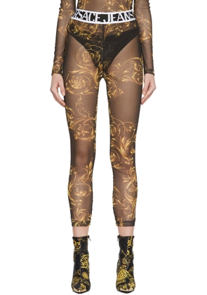 Versace Jeans Couture Black Printed Footless Tights