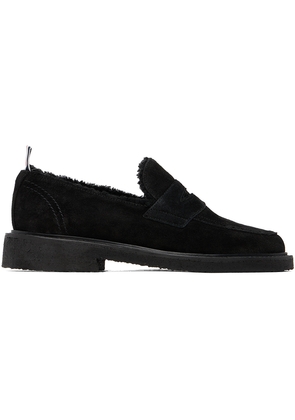 Thom Browne Black Shearling Penny Loafers