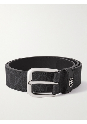 Gucci - 3.5cm Monogrammed Leather Belt - Men - Black - EU 75
