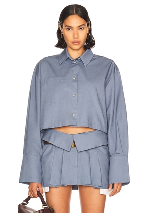 Helsa Chino Cropped Shirt in Blue Grey - Blue. Size XL (also in ).