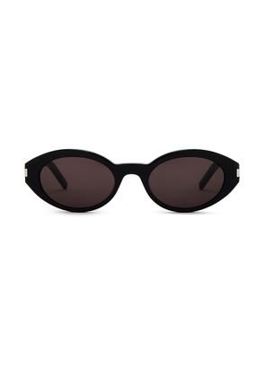 Saint Laurent Oval Sunglasses in Black - Black. Size all.