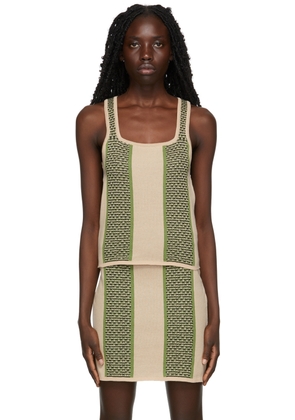 Ahluwalia Beige & Green Textured Knit Tank Top