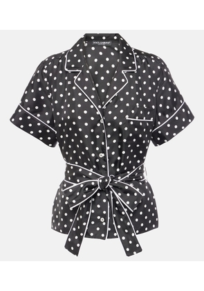 Dolce&Gabbana Polka-dot silk twill pajama shirt