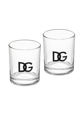 Dolce & Gabbana Casa Set Of 2 Logo Water Glasses in Clear And Black - Black. Size all.