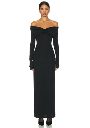 Helsa Matte Jersey Off Shoulder Maxi Dress in Black - Black. Size S (also in M, XL).