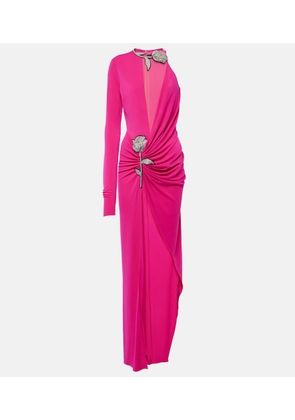 David Koma Crystal-embellished ruched gown