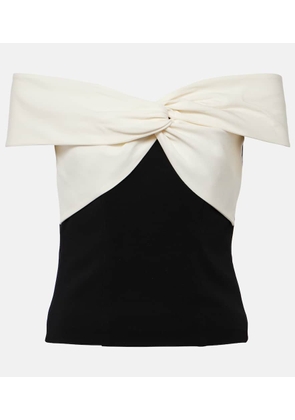Roland Mouret Colorblocked gathered cady top