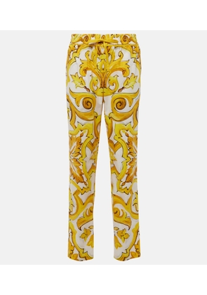 Dolce&Gabbana Majolica high-rise cotton straight pants