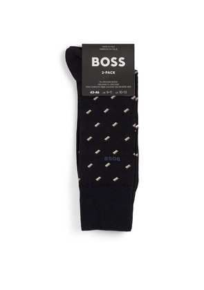 Boss Cotton-Blend Logo Socks (Pack Of 2)