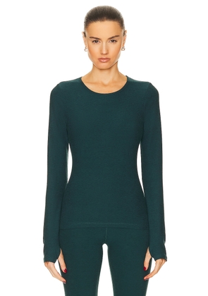 Beyond Yoga Spacedye Classic Crew Pullover Top in Midnight Green Heather - Dark Green. Size L (also in ).
