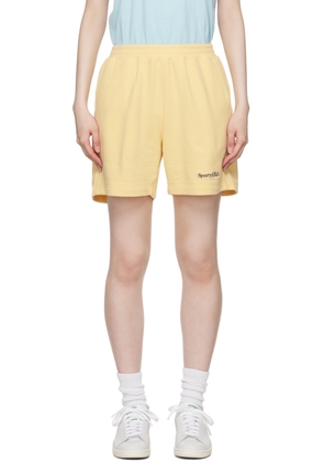 Sporty & Rich Yellow Serif Logo Gym Shorts