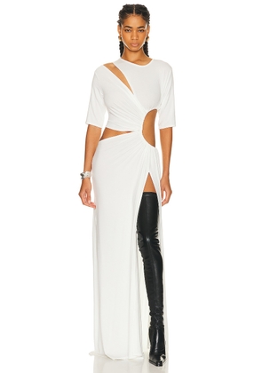 Sid Neigum Gathered Slit Maxi Dress in White - White. Size L (also in S).