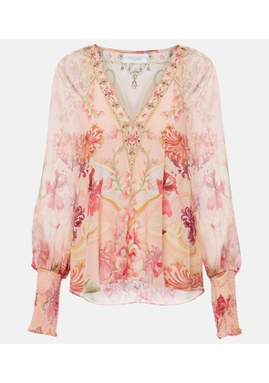 Camilla Blossoms and Brushstrokes floral silk blouse