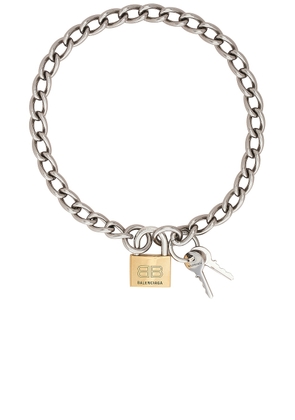 Balenciaga Locker Necklace in Antique Silver & Gold - Metallic Silver. Size all.