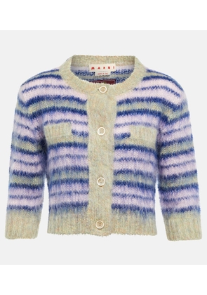 Marni Striped cropped mohair-blend cardigan