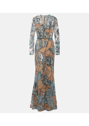 Elie Saab Embroidered silk-blend gown