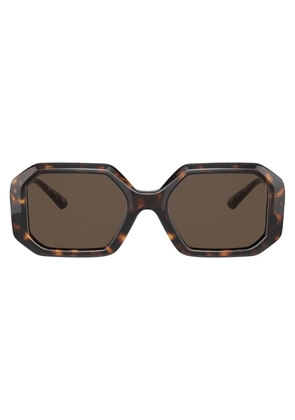 Tory Burch Solid Dark Brown Irregular Ladies Sunglasses TY7160U 183613 52