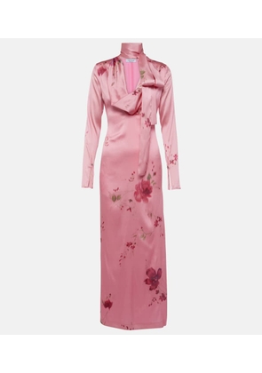 Blumarine Printed silk-blend satin maxi dress