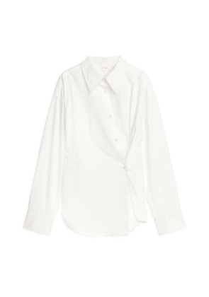 Asymmetric Wrap Shirt - White