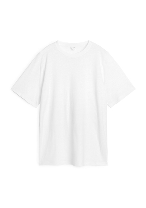 Oversized Linen-Blend T-Shirt - White