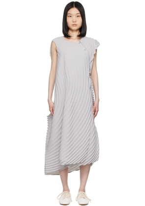 ISSEY MIYAKE Gray Resonant Pleats Maxi Dress