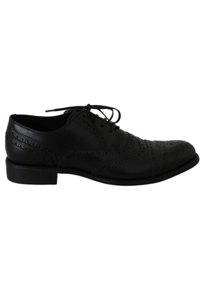 Dolce & Gabbana  Black Leather Wingtip Oxford Dress Shoes - EU39/US6