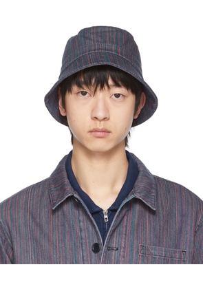 YMC Multicolor Upcycled Cotton Stripe Denim Bucket Hat