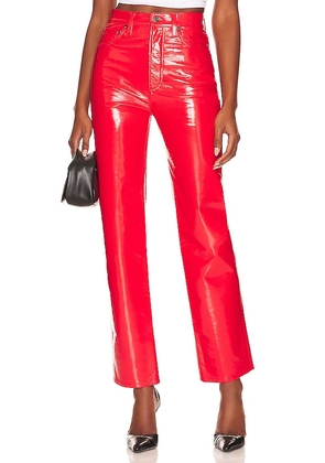 AGOLDE Recycled Leather 90's Pinch Waist in Red. Size 31, 33, 34.
