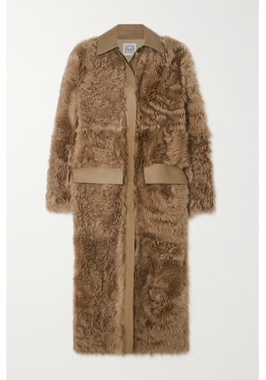 TOTEME - + Net Sustain Leather-trimmed Shearling Coat - Neutrals - x small,small,medium,large