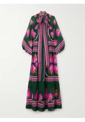 La DoubleJ - Athena Belted Pleated Printed Silk-chiffon Maxi Dress - Multi - xx small,x small,small,medium,large,x large,xx large