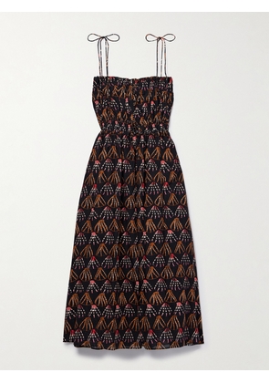 Ulla Johnson - Asli Ruffled Printed Cotton-blend Voile Midi Dress - Brown - x small,small,medium,large,x large