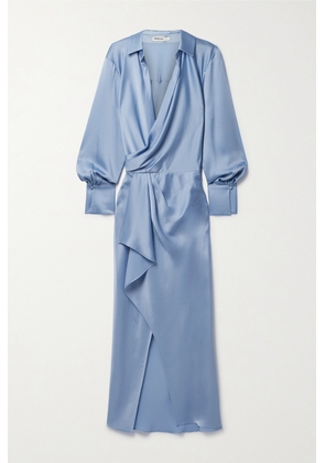 SIMKHAI - Talita Draped Wrap-effect Satin Midi Dress - Blue - US0,US2,US4,US6,US8,US10