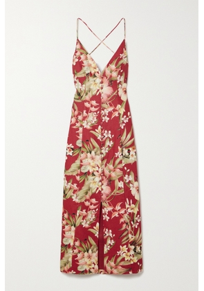 Zimmermann - + Net Sustain Lexi Floral-print Linen Midi Dress - Red - 00,0,1,2,3,4