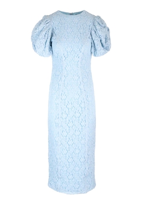 Rotate By Birger Christensen Fitted Midi Dress In Blue Lace