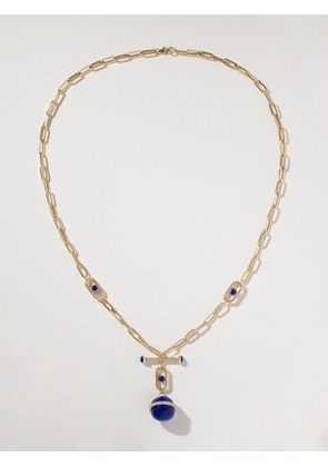 L’Atelier Nawbar - The Atom Lapis 18-karat Gold Diamond And Enamel Necklace - Blue - One size
